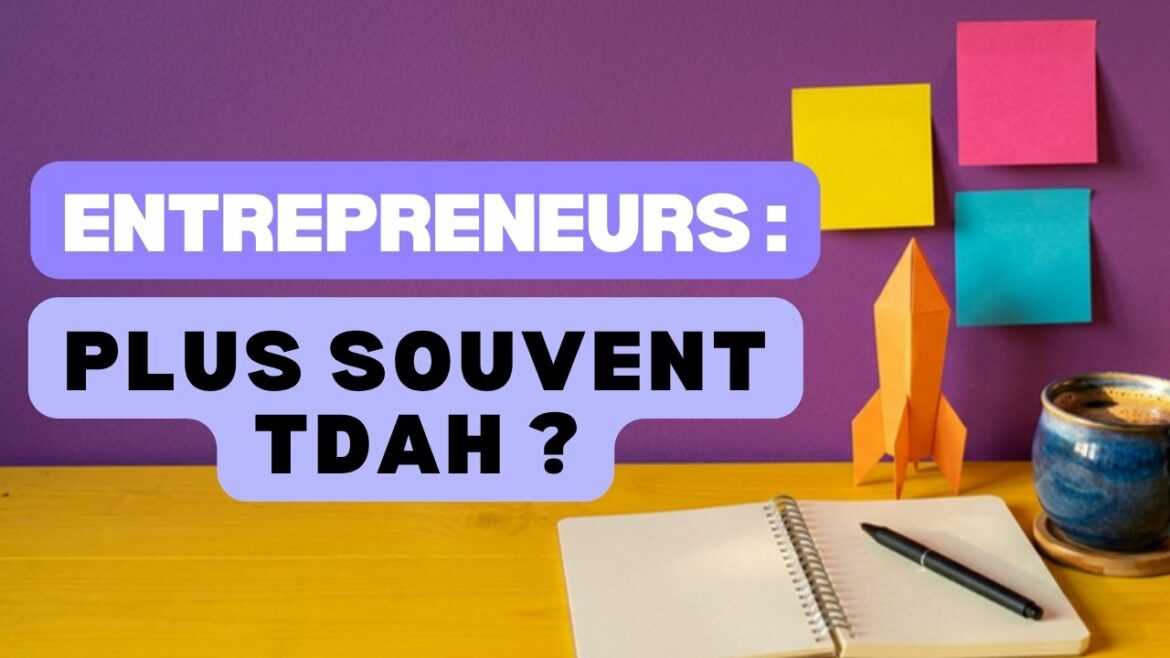 TDAH entrepreneur : un bureau de créateur avec une fusée en papier, des post-it et un carnet