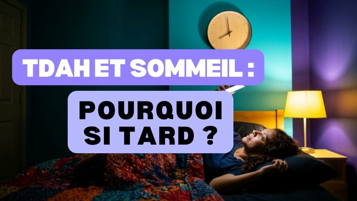 TDAH et sommeil : une personne éveillée tard dans son lit, le visage éclairé par son téléphone
